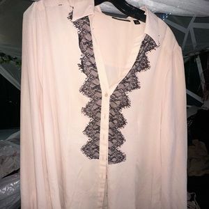 Lace button down top